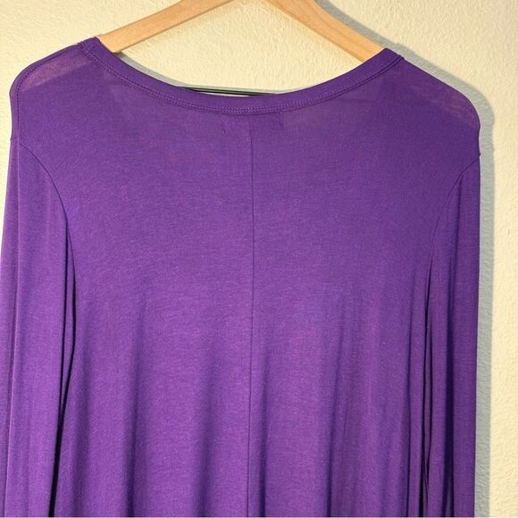 Made by Johnny Deep Purple Shark Bite Tunic Top Women’s M Long Sleeve. - Picture 5 of 10